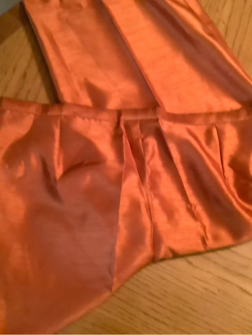 Planet Wide Leg Dupioni Silk Pants in Vibrant Orange. Waist 40” - Picture 4 of 5